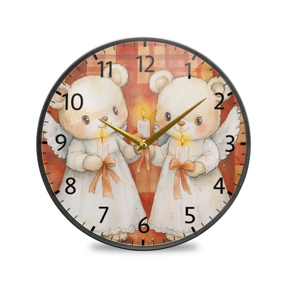 BZSMCE Wall Clock Acrylic Sizeļ¼9.5*9.5in/11.9*11.9in Angel Bears Illuminating The Season Design Pattern Clock