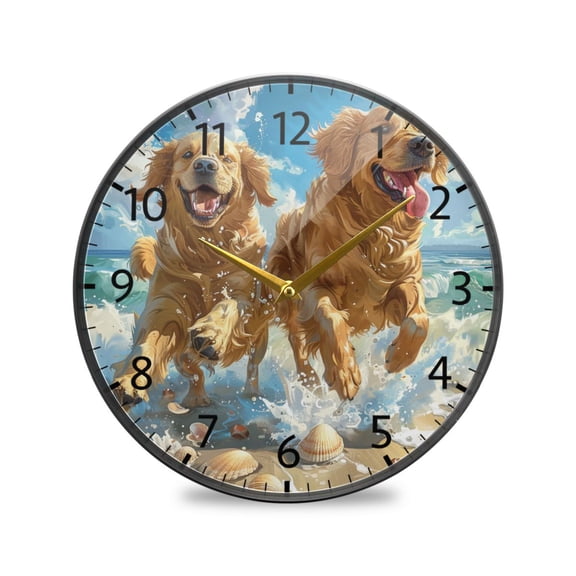 BZSMCE Wall Clock Acrylic Size:9.5*9.5in/11.9*11.9in Beach Buddies Splashing Fun Design Pattern Clock