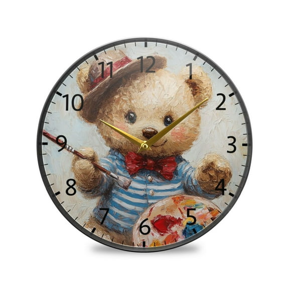 BZSMCE Wall Clock Acrylic Size：9.5*9.5in/11.9*11.9in Bear Artist Design Pattern Clock