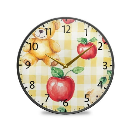 BZSMCE Wall Clock Acrylic Size：9.5*9.5in/11.9*11.9in Bears Apple Delight Design Pattern Clock