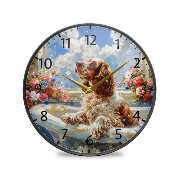 BZSMCE Wall Clock Acrylic Size:9.5*9.5in/11.9*11.9in Bubble Bliss with A Cocker Design Pattern Clock