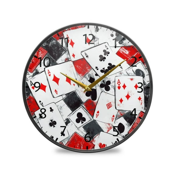 BZSMCE Wall Clock Acrylic Size:9.5*9.5in/11.9*11.9in Card Game Chaos Design Pattern Clock