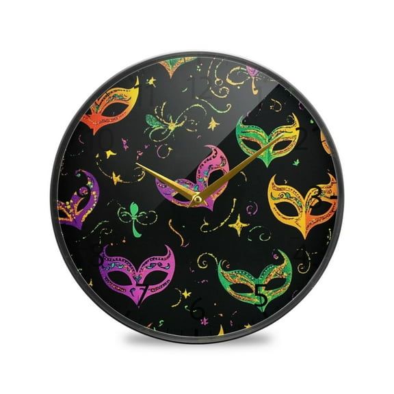 BZSMCE Wall Clock Acrylic Size:9.5*9.5in/11.9*11.9in Carnival Masks Design Pattern Clock