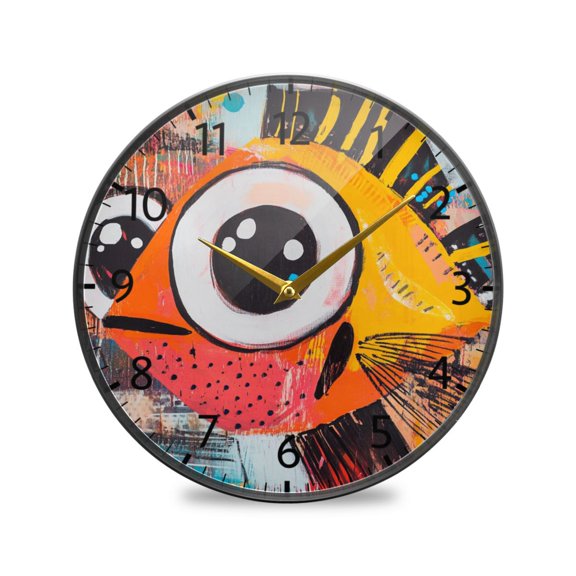 BZSMCE Wall Clock Acrylic Size：9.5*9.5in/11.9*11.9in Cheerful Fin-tastic Design Pattern Clock