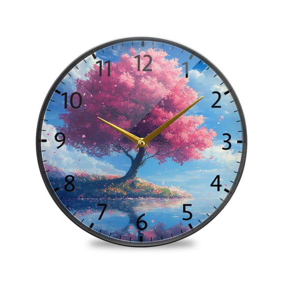 BZSMCE Wall Clock Acrylic Size：9.5*9.5in/11.9*11.9in Cherry Blossom Serenity Design Pattern Clock