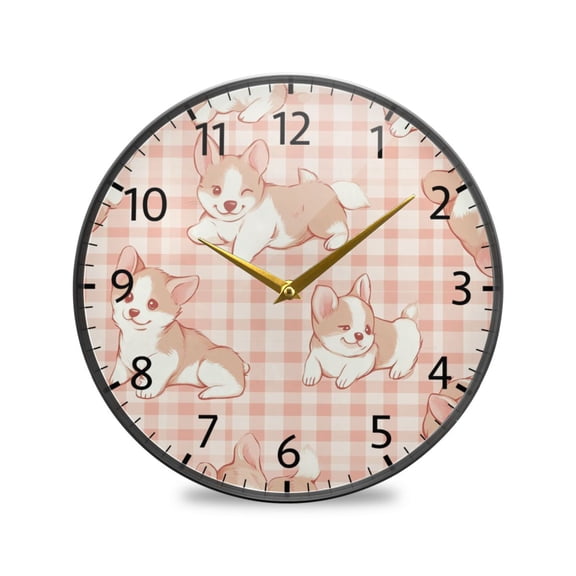 BZSMCE Wall Clock Acrylic Size：9.5*9.5in/11.9*11.9in Corgis Cuddle Fest Design Pattern Clock