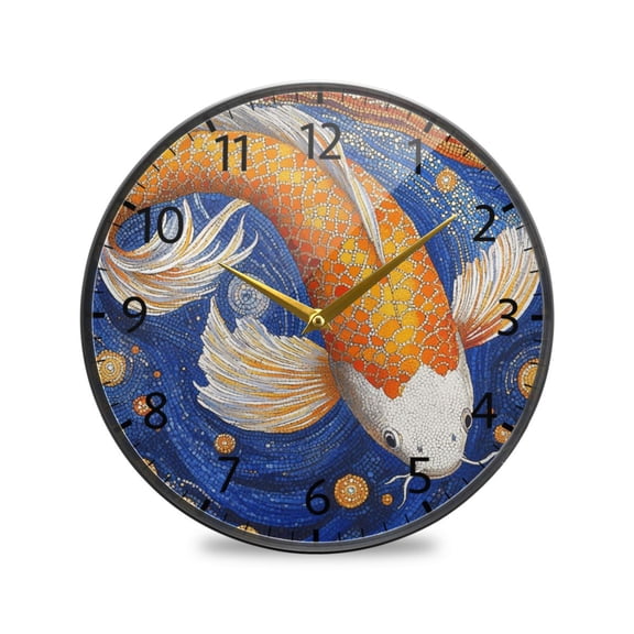 BZSMCE Wall Clock Acrylic Size：9.5*9.5in/11.9*11.9in Cosmic Koi Design Pattern Clock