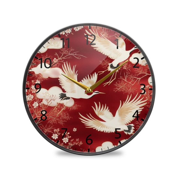 BZSMCE Wall Clock Acrylic Size:9.5*9.5in/11.9*11.9in Crane Dance Design Pattern Clock