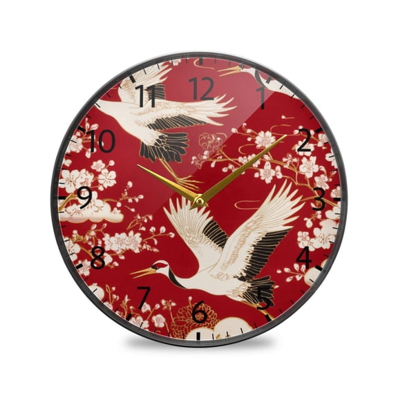 BZSMCE Wall Clock Acrylic Size:9.5*9.5in/11.9*11.9in Crane Dance Design Pattern Clock