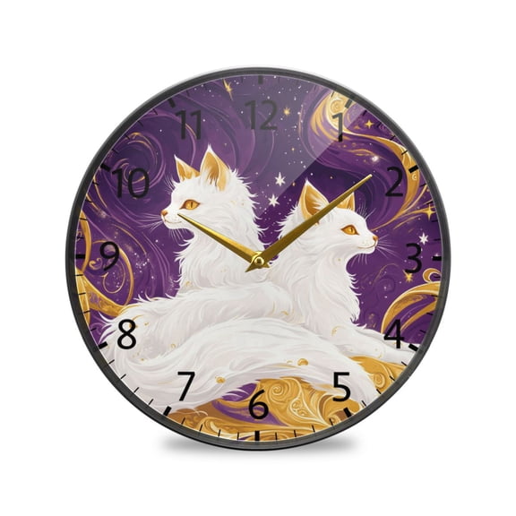 BZSMCE Wall Clock Acrylic Size：9.5*9.5in/11.9*11.9in Dance Of The Foxes Design Pattern Clock