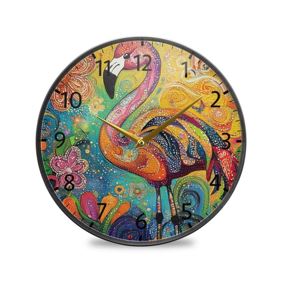 BZSMCE Wall Clock Acrylic Size:9.5*9.5in/11.9*11.9in Dancing Flamingo in Vibrant Bliss Design Pattern Clock