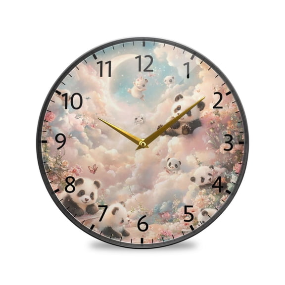 BZSMCE Wall Clock Acrylic Size:9.5*9.5in/11.9*11.9in Dreamy Panda Paradise Design Pattern Clock