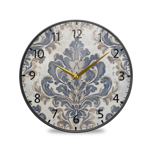 BZSMCE Wall Clock Acrylic Size:9.5*9.5in/11.9*11.9in Elegant Blue Floral Damask Design Pattern Clock