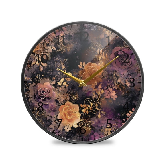 BZSMCE Wall Clock Acrylic Size:9.5*9.5in/11.9*11.9in Ethereal Roses Design Pattern Clock
