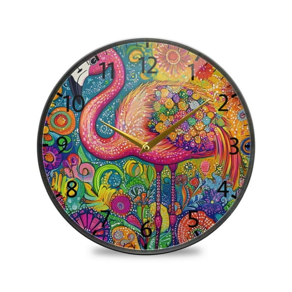 BZSMCE Wall Clock Acrylic Size:9.5*9.5in/11.9*11.9in Flamingo Festivity Design Pattern Clock