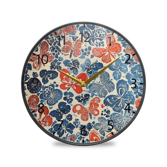 BZSMCE Wall Clock Acrylic Size：9.5*9.5in/11.9*11.9in Floral Butterfly Dance Design Pattern Clock