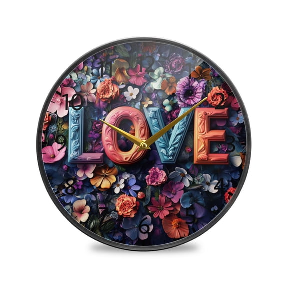 BZSMCE Wall Clock Acrylic Size：9.5*9.5in/11.9*11.9in Floral Love Mosaic Design Pattern Clock