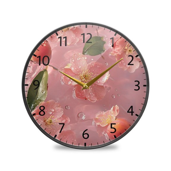 BZSMCE Wall Clock Acrylic Size:9.5*9.5in/11.9*11.9in Floral Water Dance Design Pattern Clock