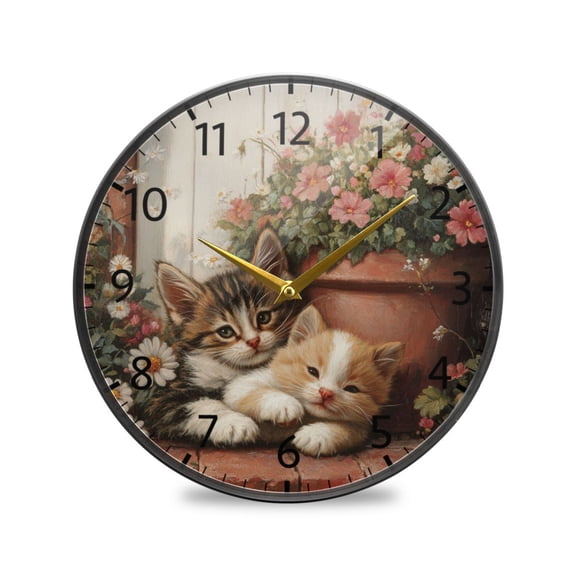 BZSMCE Wall Clock Acrylic Size：9.5*9.5in/11.9*11.9in Flower Garden Cuddles Design Pattern Clock