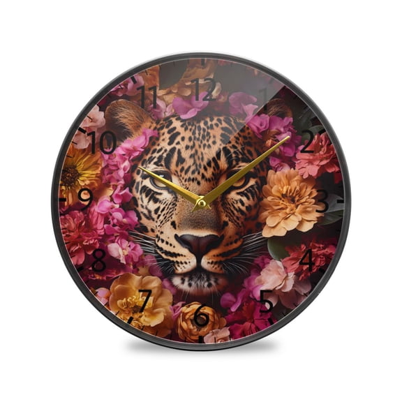 BZSMCE Wall Clock Acrylic Sizeļ¼9.5*9.5in/11.9*11.9in Flowered Feline Design Pattern Clock