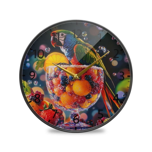 BZSMCE Wall Clock Acrylic Size：9.5*9.5in/11.9*11.9in Fruit Fiesta Delight Design Pattern Clock