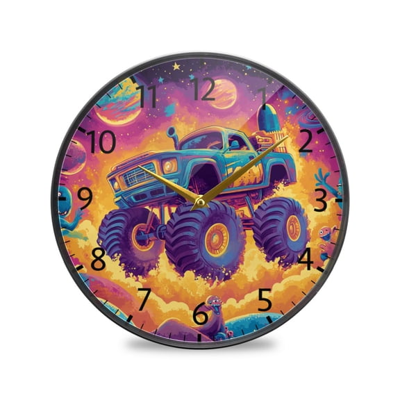 BZSMCE Wall Clock Acrylic Size：9.5*9.5in/11.9*11.9in Galactic Monster Adventure Design Pattern Clock