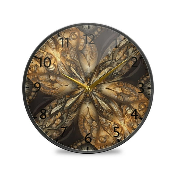 BZSMCE Wall Clock Acrylic Size:9.5*9.5in/11.9*11.9in Golden Elegance Design Pattern Clock