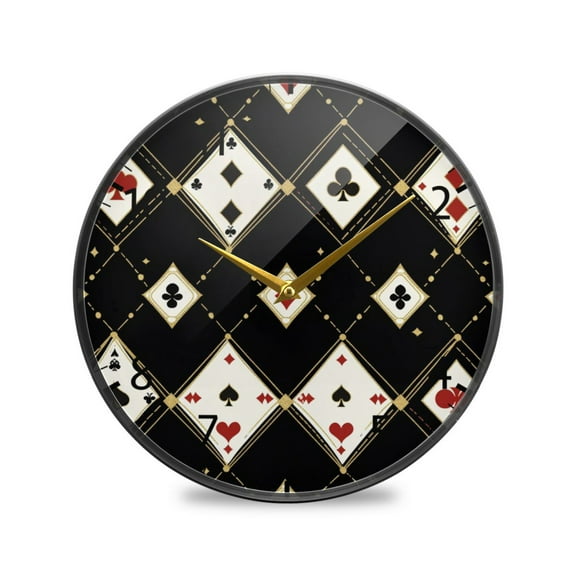 BZSMCE Wall Clock Acrylic Size:9.5*9.5in/11.9*11.9in Gothic Card Elegance Design Pattern Clock