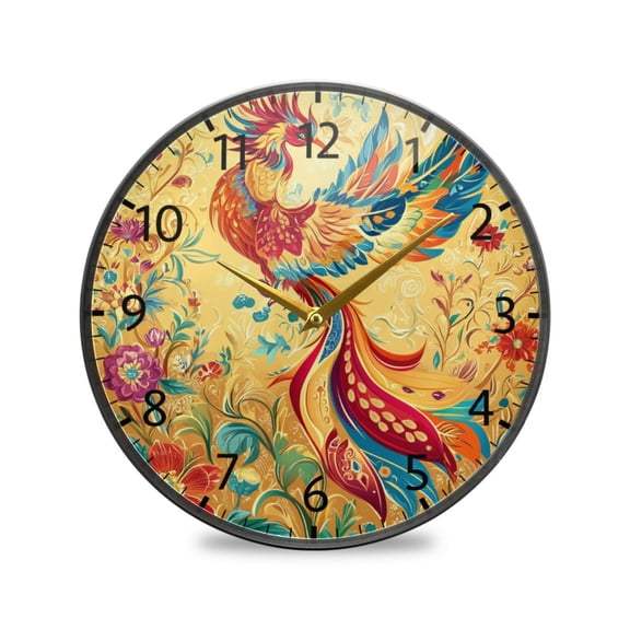 BZSMCE Wall Clock Acrylic Size:9.5*9.5in/11.9*11.9in He Phoenix Reborn Design Pattern Clock