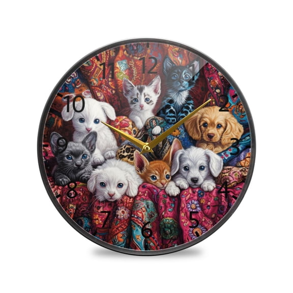 BZSMCE Wall Clock Acrylic Size：9.5*9.5in/11.9*11.9in He Purrfect Playmates Design Pattern Clock