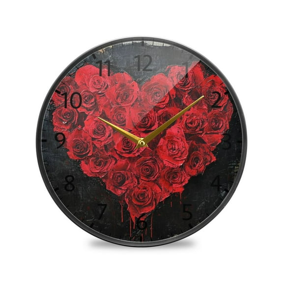 BZSMCE Wall Clock Acrylic Size：9.5*9.5in/11.9*11.9in Heart Of Roses Design Pattern Clock