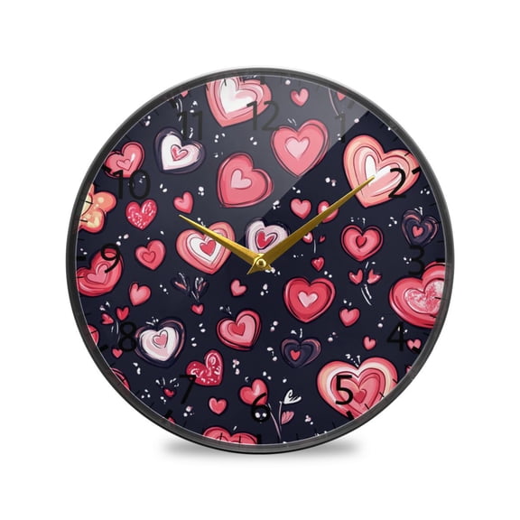 BZSMCE Wall Clock Acrylic Size:9.5*9.5in/11.9*11.9in Heartfelt Whimsy Design Pattern Clock