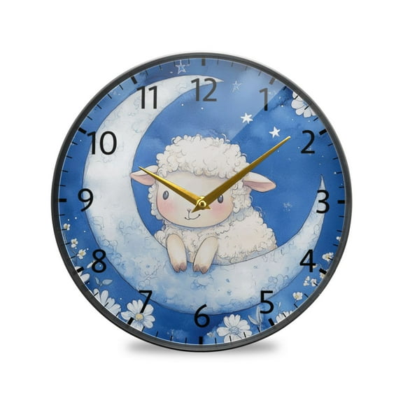 BZSMCE Wall Clock Acrylic Size:9.5*9.5in/11.9*11.9in Heep on A Crescent Moon Design Pattern Clock