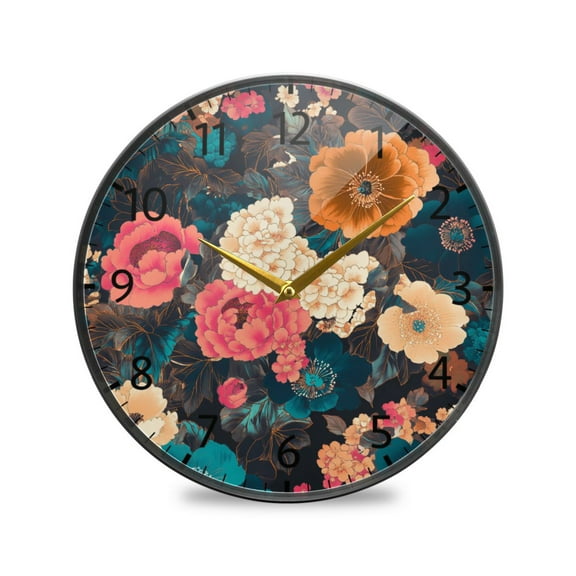 BZSMCE Wall Clock Acrylic Size：9.5*9.5in/11.9*11.9in Intricate Floral Symphony Design Pattern Clock