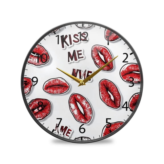 BZSMCE Wall Clock Acrylic Size:9.5*9.5in/11.9*11.9in Kiss Of Color Design Pattern Clock