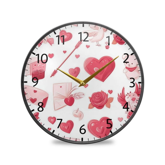 BZSMCE Wall Clock Acrylic Size：9.5*9.5in/11.9*11.9in Love in Bloom Design Pattern Clock