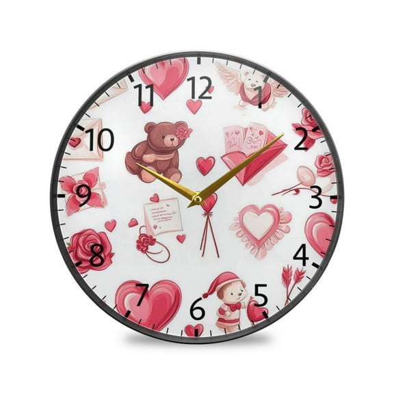 BZSMCE Wall Clock Acrylic Size:9.5*9.5in/11.9*11.9in Love's Sweet Token Design Pattern Clock