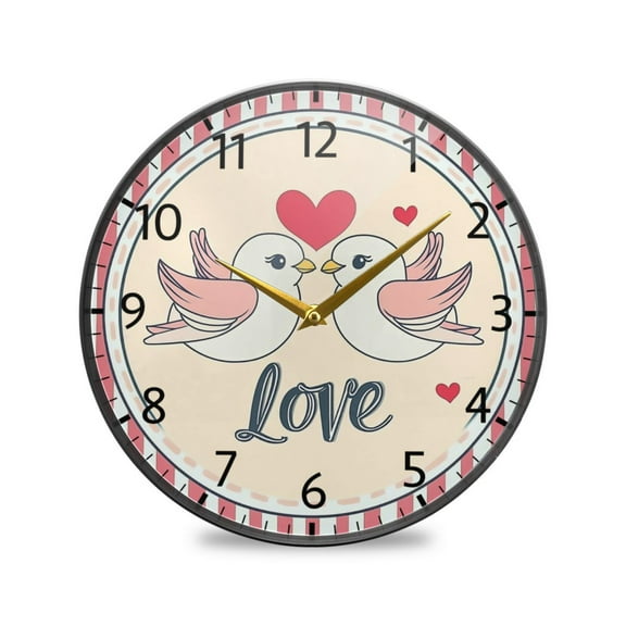 BZSMCE Wall Clock Acrylic Size：9.5*9.5in/11.9*11.9in Lovebirds in Harmony Design Pattern Clock
