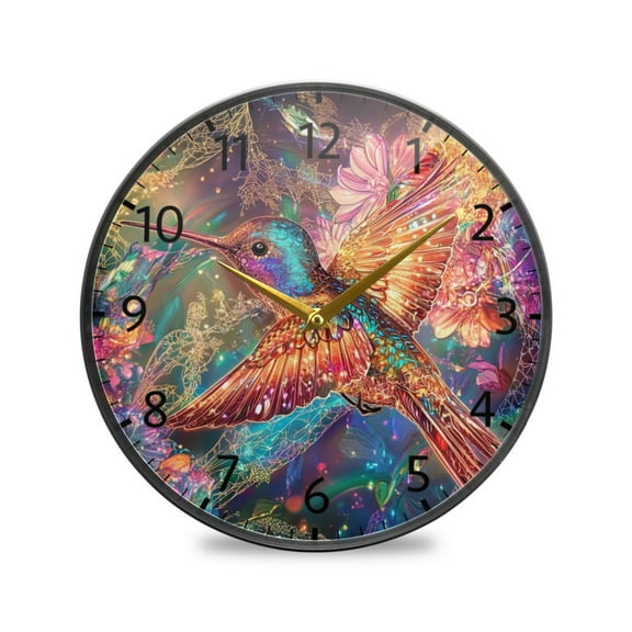 BZSMCE Wall Clock Acrylic Size:9.5*9.5in/11.9*11.9in Luminous Hummingbird Magic Design Pattern Clock