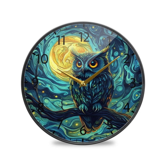 BZSMCE Wall Clock Acrylic Size：9.5*9.5in/11.9*11.9in Moonlit Guardian Design Pattern Clock