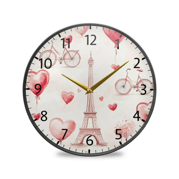 BZSMCE Wall Clock Acrylic Size:9.5*9.5in/11.9*11.9in Parisian Romance Design Pattern Clock