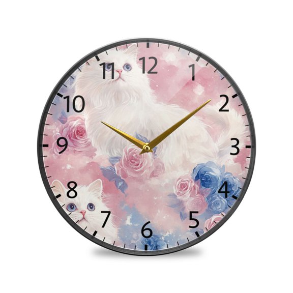 BZSMCE Wall Clock Acrylic Size：9.5*9.5in/11.9*11.9in Pastel Paws Design Pattern Clock