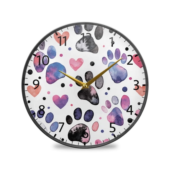 BZSMCE Wall Clock Acrylic Size：9.5*9.5in/11.9*11.9in Pawprints Of Love Design Pattern Clock