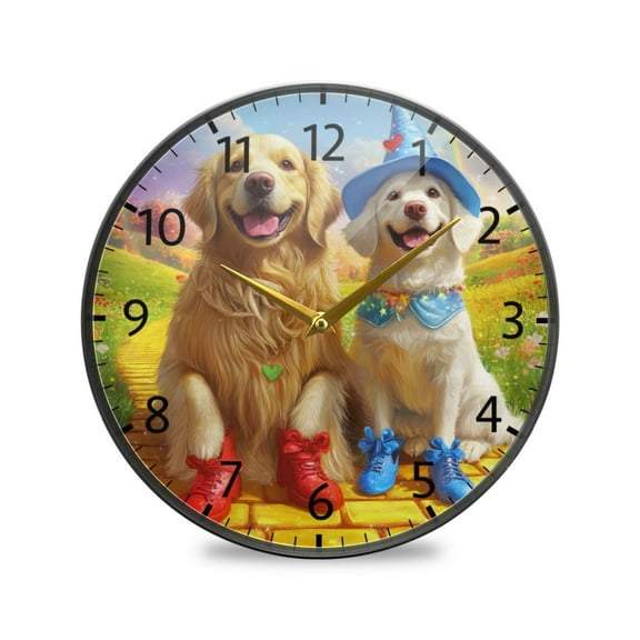 BZSMCE Wall Clock Acrylic Size:9.5*9.5in/11.9*11.9in Paws on The Yellow Brick Road Design Pattern Clock