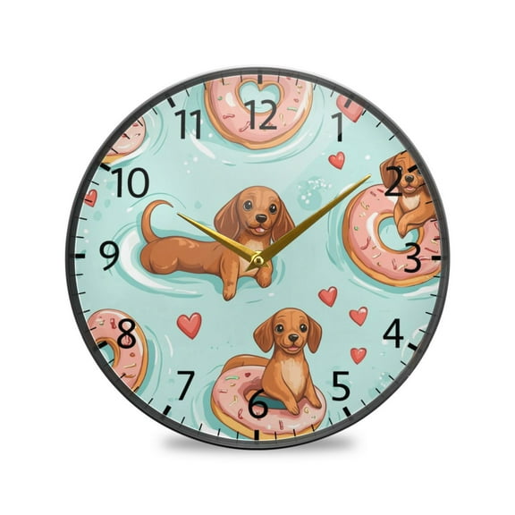 BZSMCE Wall Clock Acrylic Size:9.5*9.5in/11.9*11.9in Puppy Love and Sweet Treats Design Pattern Clock