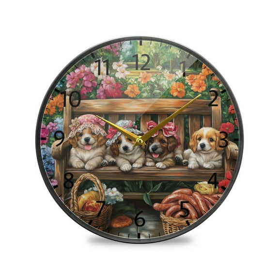BZSMCE Wall Clock Acrylic Size：9.5*9.5in/11.9*11.9in Pups and Sausages Design Pattern Clock