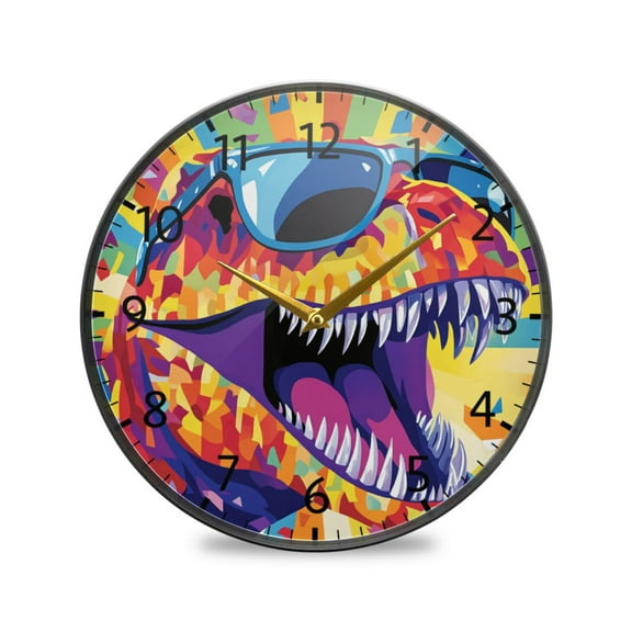 BZSMCE Wall Clock Acrylic Size:9.5*9.5in/11.9*11.9in Rad Rex Design Pattern Clock