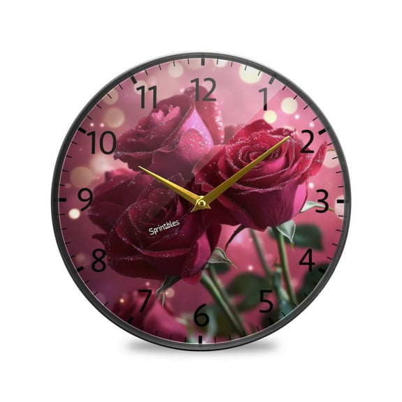 BZSMCE Wall Clock Acrylic Size：9.5*9.5in/11.9*11.9in Romantic Blooms Design Pattern Clock