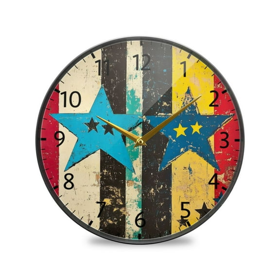 BZSMCE Wall Clock Acrylic Size：9.5*9.5in/11.9*11.9in Rustic Starscape Design Pattern Clock