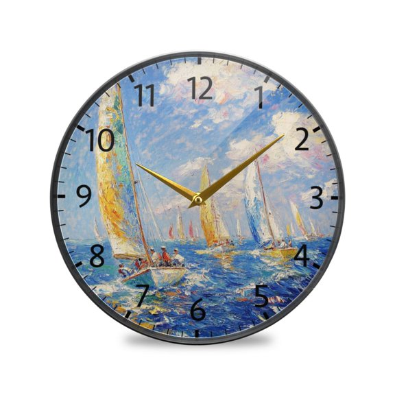 BZSMCE Wall Clock Acrylic Size:9.5*9.5in/11.9*11.9in Sailing Into The Horizon Design Pattern Clock